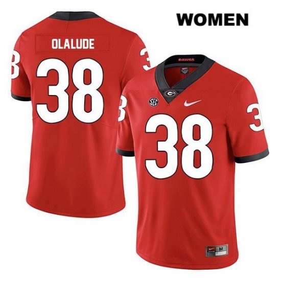 Women's Georgia Bulldogs NCAA #38 Aaron Olalude Nike Stitched Red Legend Authentic College Football Jersey SDS7054YG